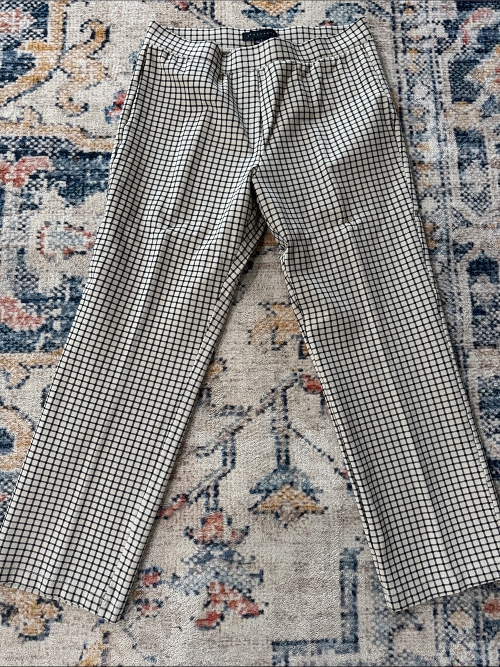 Sanctuary Large Windowpane Check Straight Leg Trousers - Black & Cream